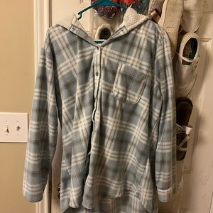 Fleece Plaid Hoodie
